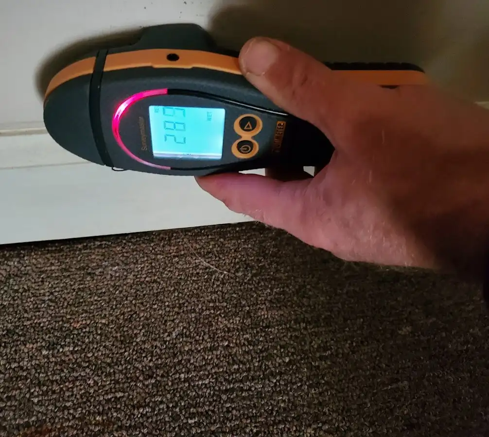 Moisture detection at baseboard during Mold Inspection & Testing in Bath