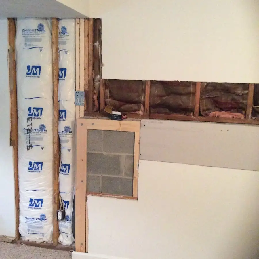 Wall insulation replacement during Basement Flood Cleanup in Bath
